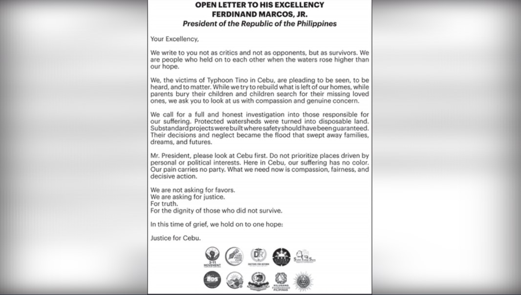 Cebu Typhoon Survivors Urge Marcos to Order Probe Into ‘Man-Made’ Floods